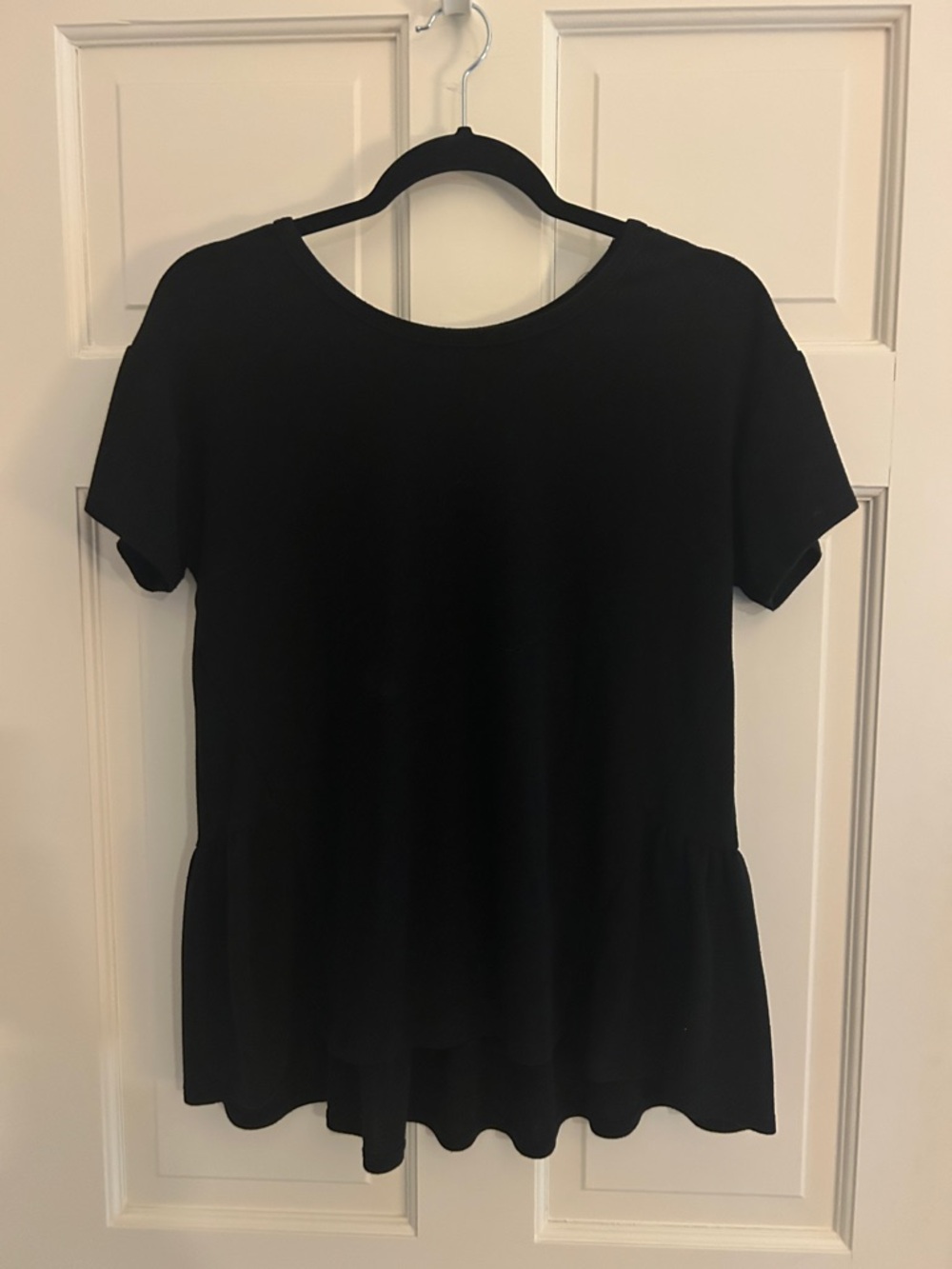 Black Peplum Short Sleeve Women's Top